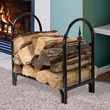 Pure Garden Fireplace Log Rack with Finial Design - Black