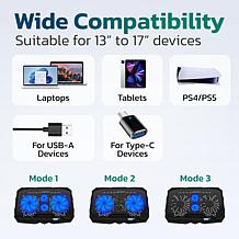 Purely C14 Adjustable Height Laptop Stand Cooling Pad w/ 4 Fans