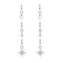 Radiance by Absolute™ 0.98ctw Charm Hoop Earrings 3-piece Set