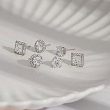 Radiance by Absolute™ 11.58ctw Round Halo Stud Earrings 3-piece Set