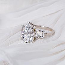 Radiance by Absolute™ 11.81ctw Pear with Baguette Sides Ring