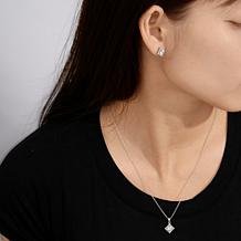 Radiance by Absolute™ 2.63ctw Round Stone Square Pendant and Earrings