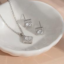 Radiance by Absolute™ 2.63ctw Round Stone Square Pendant and Earrings