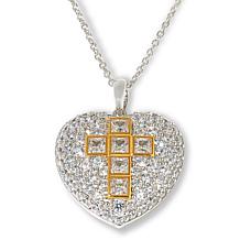 Radiance by Absolute™ Pavé Heart with Cross Pendant with Chain
