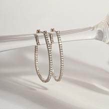 Radiance by Absolute™ Platinum-Plated 1.47ctw Oval Hoop Earrings