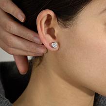 Radiance by Absolute™ Platinum-Plated Bezel-Set Heart Stud Earrings