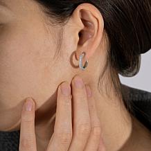 Radiance by Absolute™ Platinum-Plated Domed Pavé Hoop Earrings
