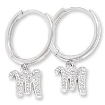 Radiance by Absolute™ Simulated Diamond Initial Huggie Hoop Earrings