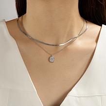 Radiance by Absolute™ Solitaire and Herringbone Layered Necklace