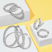 Radiance by Absolute™ Trilliant 1-1/2" Inside-Outside Hoop Earrings