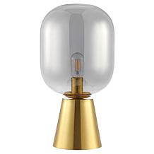 Rain Table Lamp in Smoke Grey and Brass, 9.5 x 9.5 x 18"