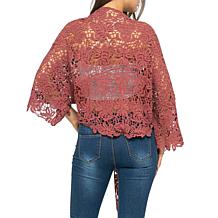 Raj Hailey Floral Crochet Wrap Kimono