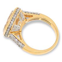 Rarities 14K Gold-Plated 14x10mm Gemstone and 0.49ctw Diamond Ring