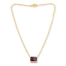 Rarities 18" Gold-Plated Oval Link Octagonal Gemstone Necklace