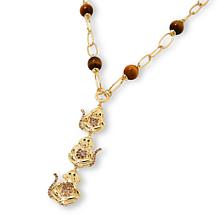 Rarities 18" Tiger's Eye and Gemstone No Evil Monkey Drop Necklace