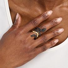 Rarities 22K Gold-Plated Snake Wrap Ring with Black Spinel