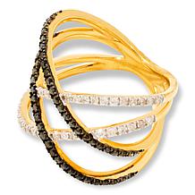 Rarities 3/4ctw Diamond Double Helix Gold-Plated Crisscross Ring