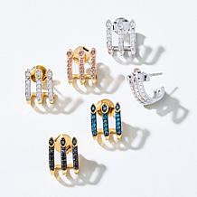 Rarities .35ctw Champagne Diamond Gold-Plated Three-Row Earrings