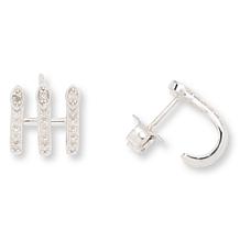 Rarities .35ctw White Diamond Rhodium-Plated Three-Row Earrings