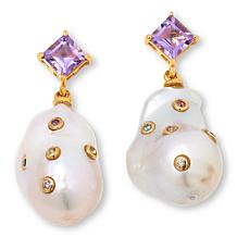 Rarities Baroque Cultured Pearl and Gemstone Drop Earrings