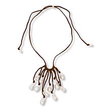 Rarities Baroque Pearl Suede Waterfall Bolo Necklace