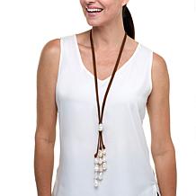 Rarities Baroque Pearl Y-Drop 32" Suede Necklace