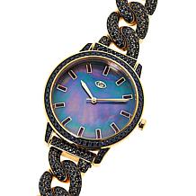 Rarities Black Mother-of-Pearl Dial Gemstone Link Bracelet Watch