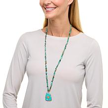 Rarities Compressed Turquoise and Champagne Diamond 36" Necklace