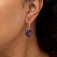 Rarities Diamond-Accented Cushion-Cut Gemstone Drop Earrings