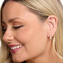 Rarities Gold-Plated 1/6ctw Diamond Square Huggie Hoop Earrings