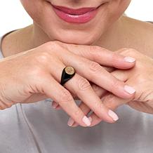 Rarities Gold-Plated .25ctw Diamond and Enamel Signet Ring