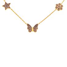 Rarities .15ctw Diamond Gold-Plated Butterfly Necklace - 20726760 