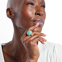 Rarities Gold-Plated Amazonite, White Topaz & Zircon Ring