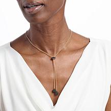 Rarities Gold-Plated Black Spinel Adjustable Bolo Chain Necklace