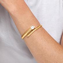 Rarities Gold-Plated Gem and Diamond-Accented Hinged Bypass Bracelet