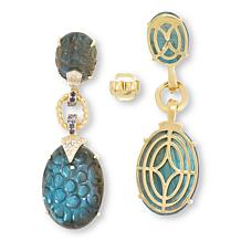 Rarities Gold-Plated Labradorite, Iolite and Zircon Carved Earrings