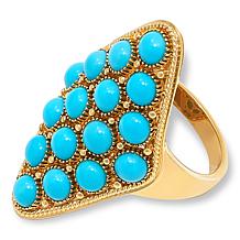 Rarities Gold-Plated Multi-Stone Sleeping Beauty Turquoise Shield Ring