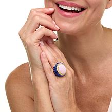 Rarities Gold-Plated Pink Opal and Multigemstone Cocktail Ring