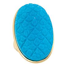 Rarities Gold-Plated Sterling Silver Carved Gemstone Floral Ring