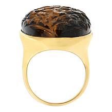 Rarities Gold-Plated Sterling Silver Carved Gemstone Floral Ring