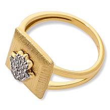 Rarities Gold-Plated Sterling Silver Pavé Diamond Talisman Ring