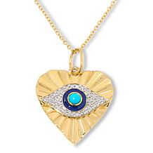Rarities Gold-Plated Turquoise and Diamond Evil Eye Heart Pendant