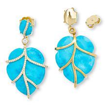 Rarities Gold-Plated Turquoise-Color Magnesite & Zircon Leaf Earrings