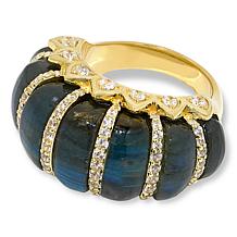 Rarities Labradorite and White Zircon Gold-Plated Ring