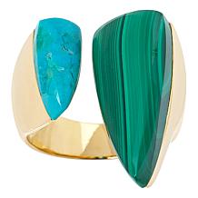 Rarities Malachite and Composite Turquoise Gold-Plated Open Space Ring