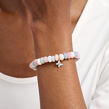 Rarities Multicolor Opal Bead Stretch Bracelet with Charm 