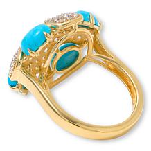 Rarities Turquoise and White Zircon Gold-Plated Sterling Silver Ring 