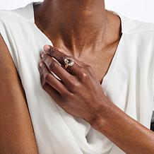 Rarities White Topaz Gold Plated Cushion-Cut Statement Ring