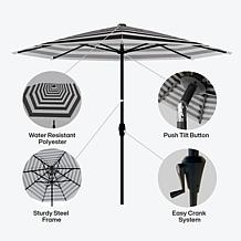 Reflection 9' OneClick Gen2 Black & White Patio Market Umbrella