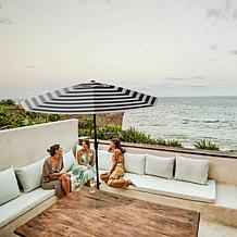 Reflection 9' OneClick Gen2 Black & White Patio Market Umbrella